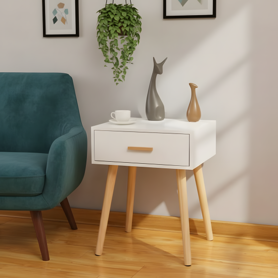 Wooden Nightstand - 1 Drawer 